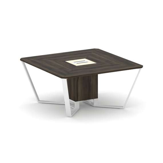 Steel Meet Стол переговорный квадратный KMK-PR.B.SP-08 Дуб Мали/Ваниль Глянец/Металл Белый 1600*1600