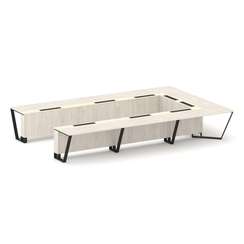 Steel Meet Стол переговорный П-образный KM-PR.B.SP-15P Денвер Светлый/Ваниль Глянец/Металл Черный 48