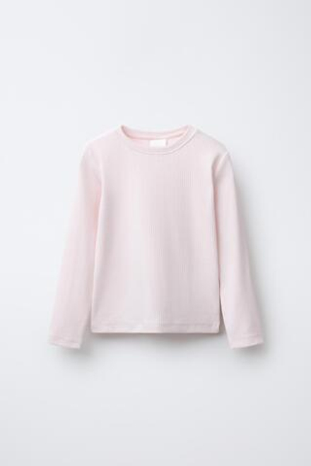 ZARA ОДНОТОННАЯ ФУТБОЛКА В РУБЧИК, РОЗОВЫЙ