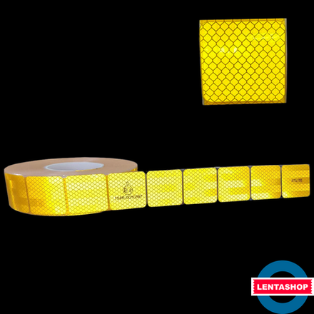 Жёлтая сегментированная светоотражающая лента 104R для контурной маркировки 50 мм х 10 м