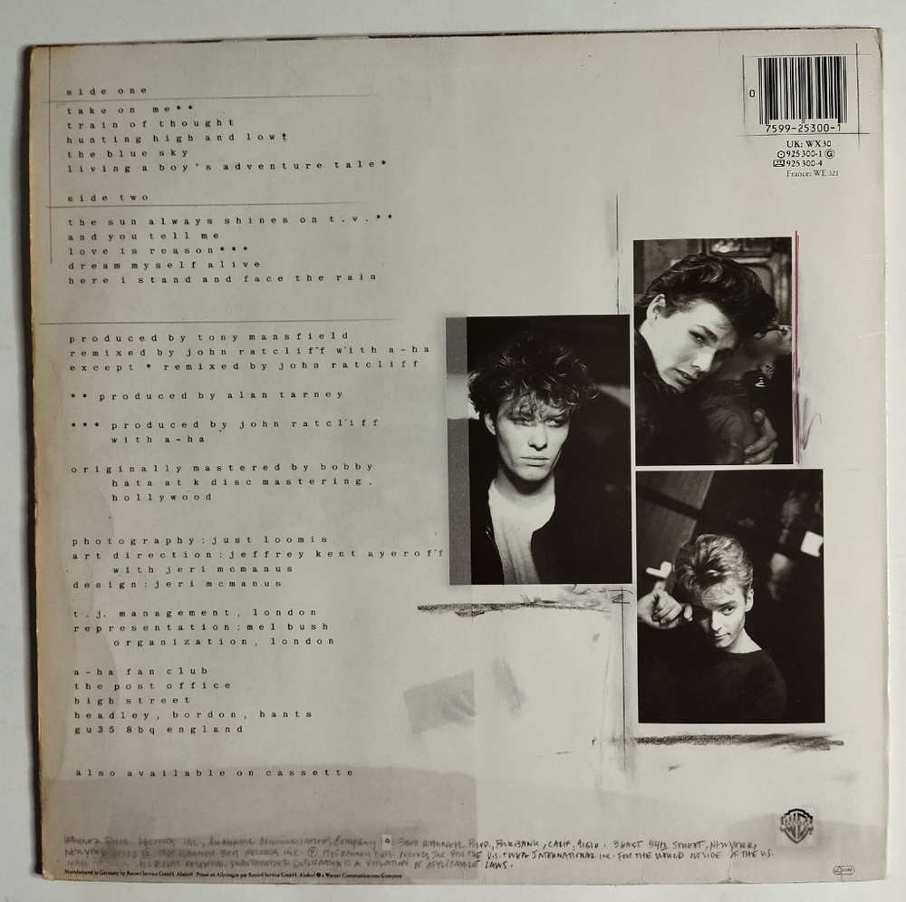 Винтажная виниловая пластинка LP A Ha Hunting High And Low (Germany 1986)