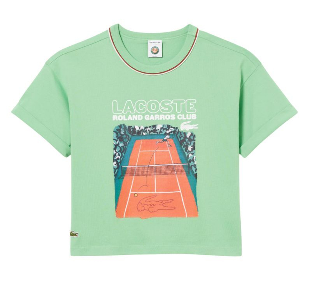 Женская теннисная футболка Lacoste Roland-Garros Edition Jersey - зеленый