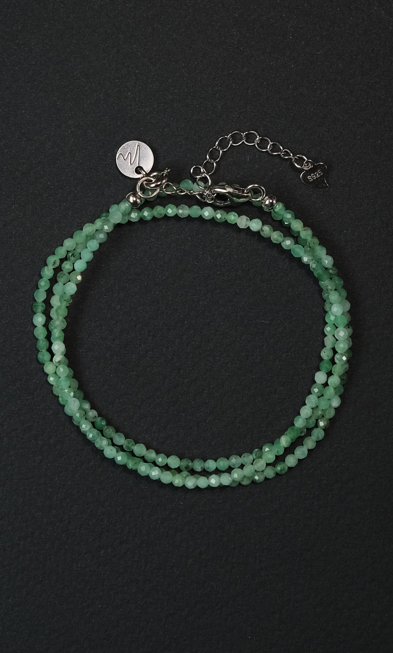 Цепочка "Memo about Mindfulness" из изумруда огранка с удлинителем 47-54 см