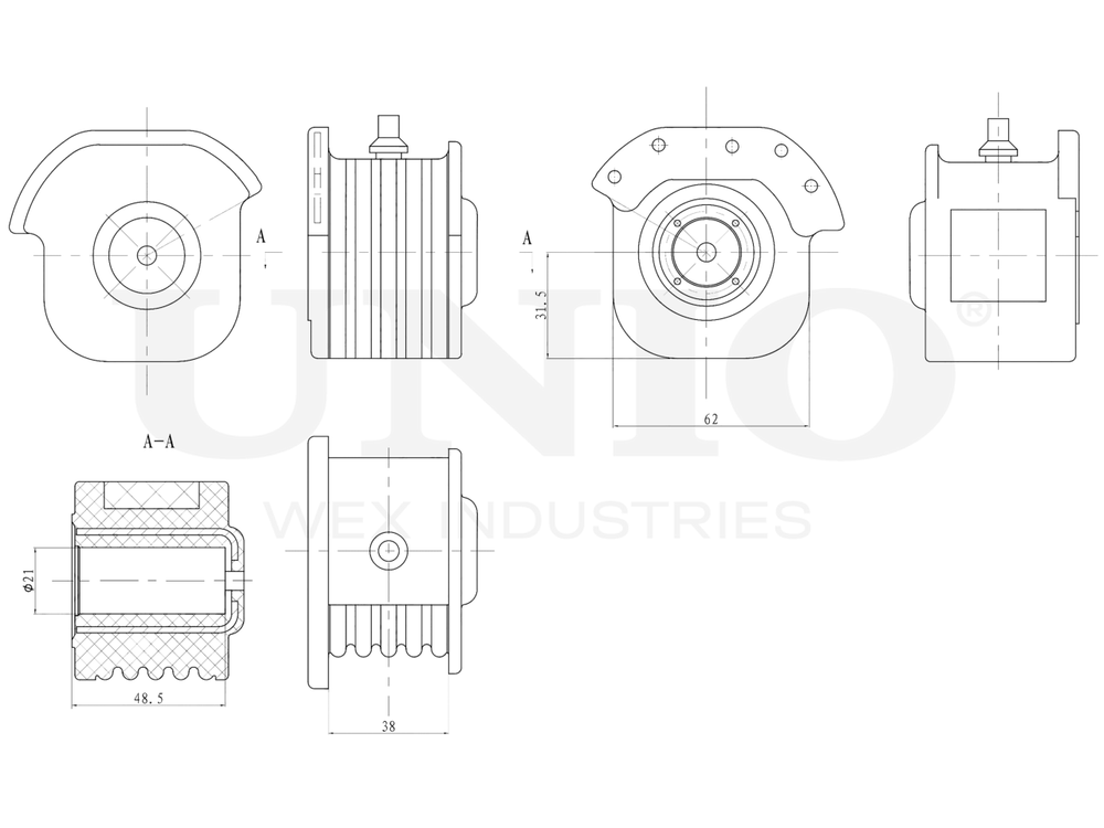 Сайлентблок задний левый переднего нижнего рычага UNIO RMP-20468