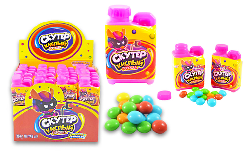 Сахарная конфета Скутер ® (Кислый горошек), 12*48*8г.;DE-113