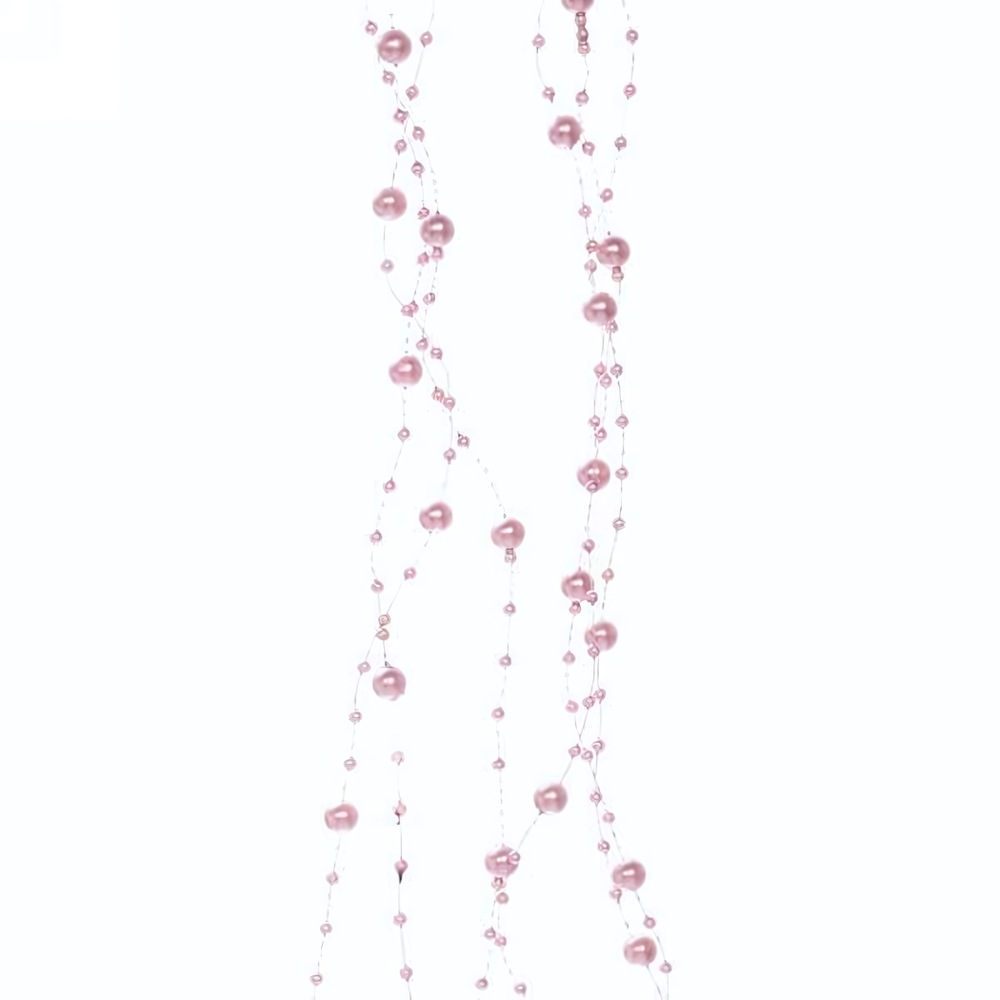 Бусы на ёлку 2м "Роса" d-7,5мм, Розовое золото