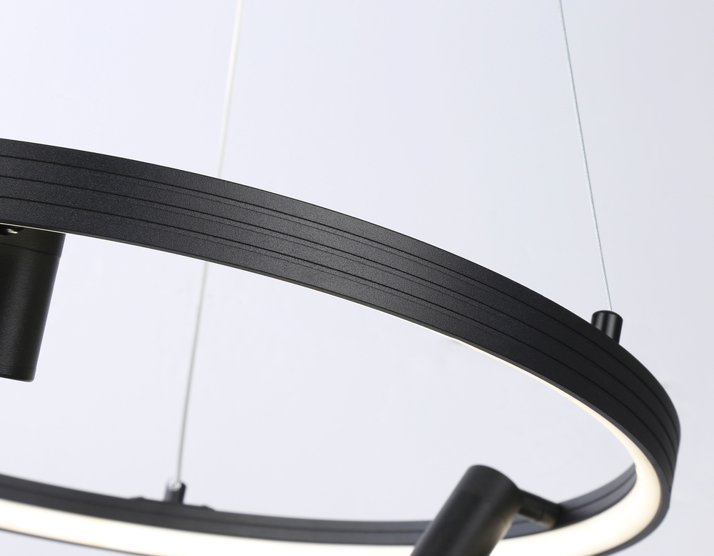 Светильник светодиодный подвесной с пультом FL5284/1+3 BK черный 50W 3000K/4200K/6400K+4200K D500*1200 (ПДУ ИК)