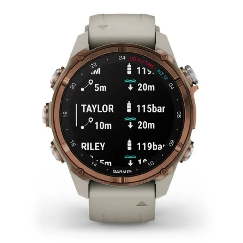 Умные часы Garmin Descent MK3i - 43 мм Бронзовый титан с PVD-покрытием, силиконовый ремешок французского серого цвета и трансивер Descent T2