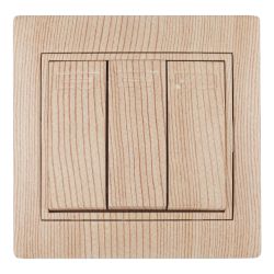 Выключатель Intro Plano 1-106-11 тройной, 10А-250В, IP20, СУ, сосна
