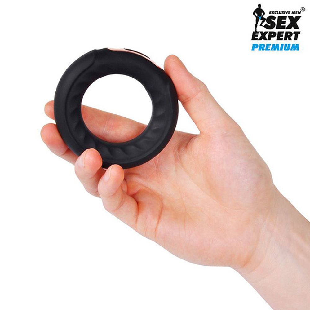 Черное эрекционное перезаряжаемое виброкольцо 4,8см Bior Toys Sex Expert SEM-55211