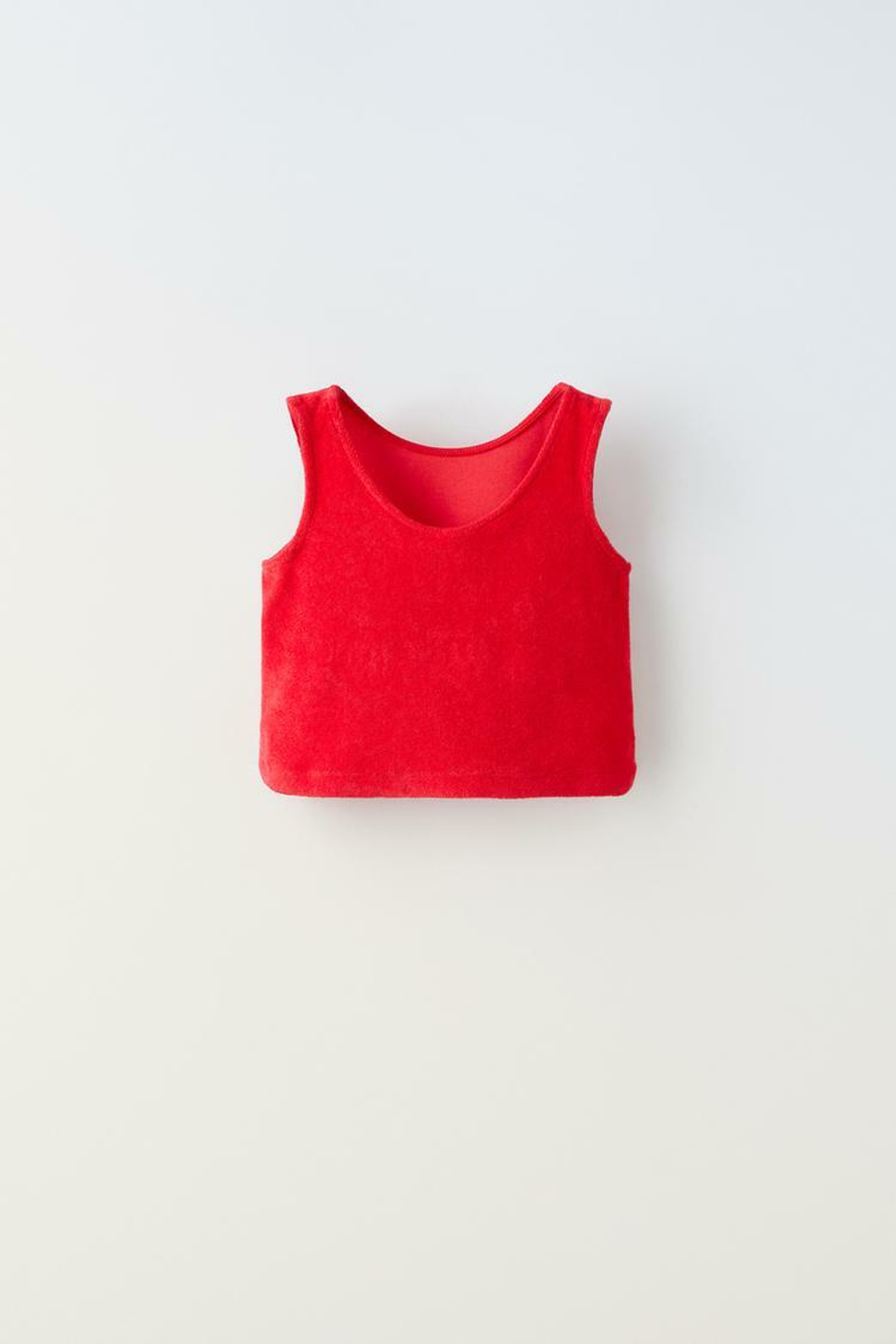 ZARA КОМПЛЕКТ ИЗ ФУТБОЛКИ И ШОРТОВ ИЗ МАХРОВОЙ ТКАНИ, ЯРКИЙ КРАСНЫЙ