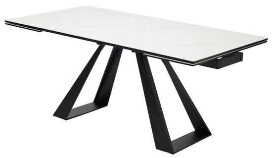 Стол FONDI 180 MARBLES KL-99 Белый мрамор матовый, итальянская керамика/ черный каркас
