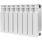 Радиатор биметаллический STOUT TITAN 350 - 8 секций (подключение боковое, цвет белый)