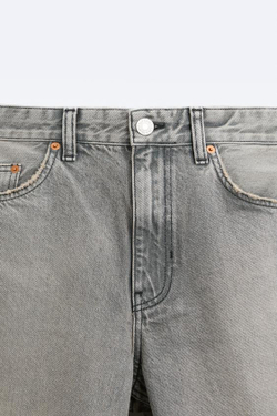 ZARA ДЖИНСОВЫЕ ШОРТЫ BAGGY-FIT, СЕРЫЙ