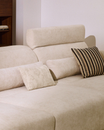 6-местный диван Lares с реклайнером и откидным подголовником из бежевого шенилла, 410 см