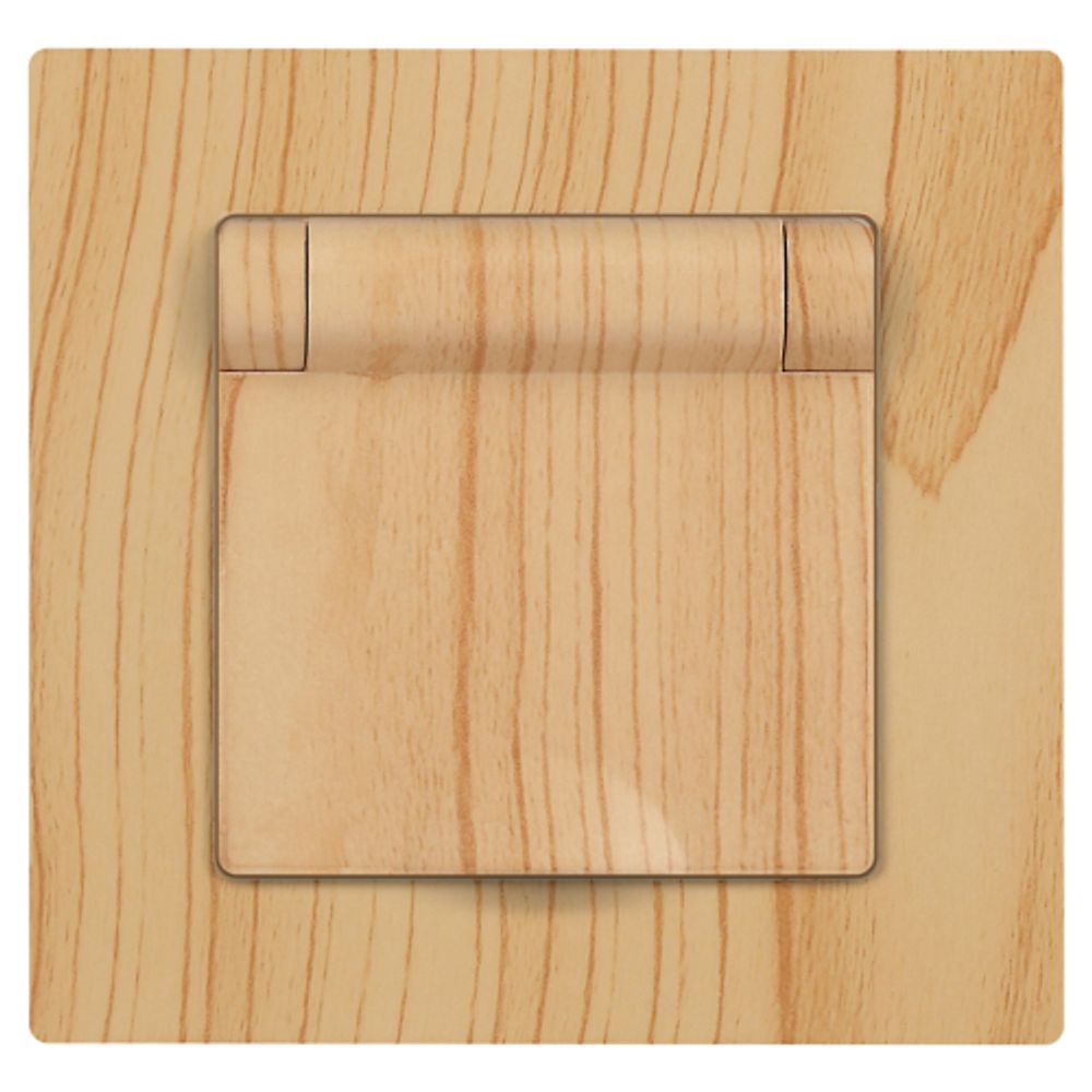 Розетка Intro Accent 6-203-11 с заземлением 2P+E Schuko с крышкой 16А-250В IP20 СУ AL/CU сосна | Intro