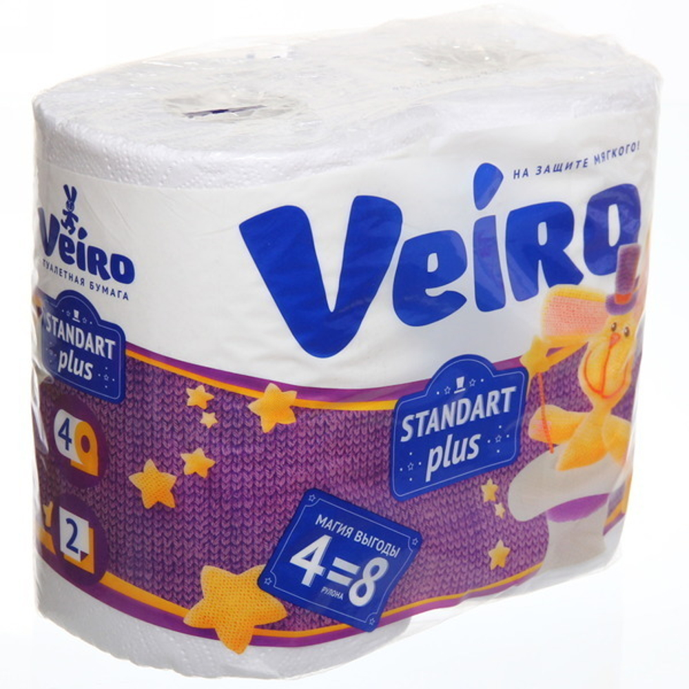 Бумага туалетная LINIA VEIRO Standart Plus белая 2сл 4рул