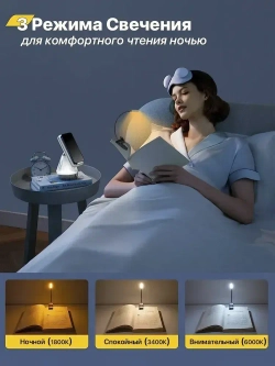 Glocusent, Лампа для чтения на прищепке, Фонарик для книги, USB-светильник, Подсветка, Светильник, Ночник, Мини