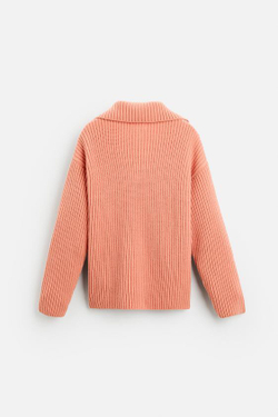 ZARA ПОЛО ИЗ РЕЛЬЕФНОГО ТРИКОТАЖА, КОРАЛЛОВЫЙ