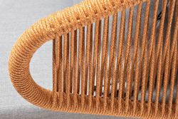 "Милан" кресло плетеное из роупа, каркас алюминий светло-серый (RAL7035) муар, роуп оранжевый меланж круглый, ткань светло-серая