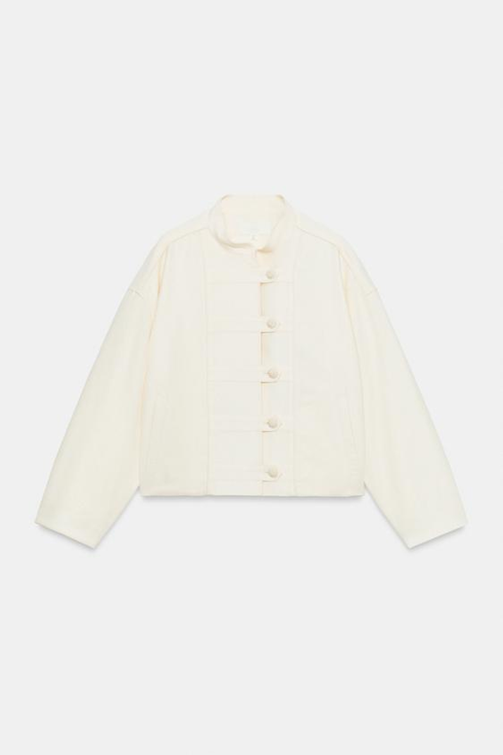ZARA КУРТКА ИЗ ЛЬНА С ЗАСТЕЖКАМИ-ТОГГЛ, ЭКРЮ