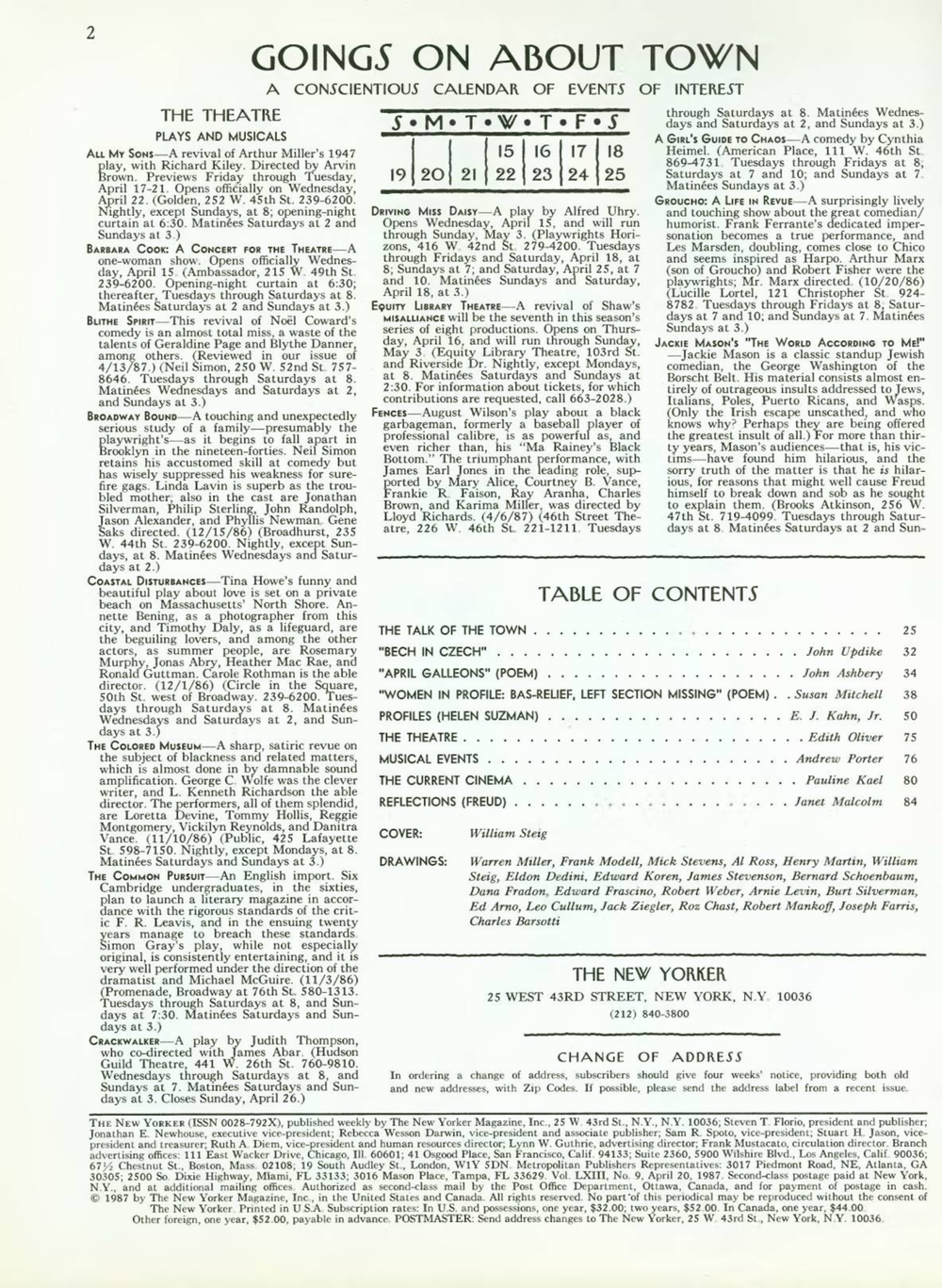 Журнал The New Yorker 20-04-1987