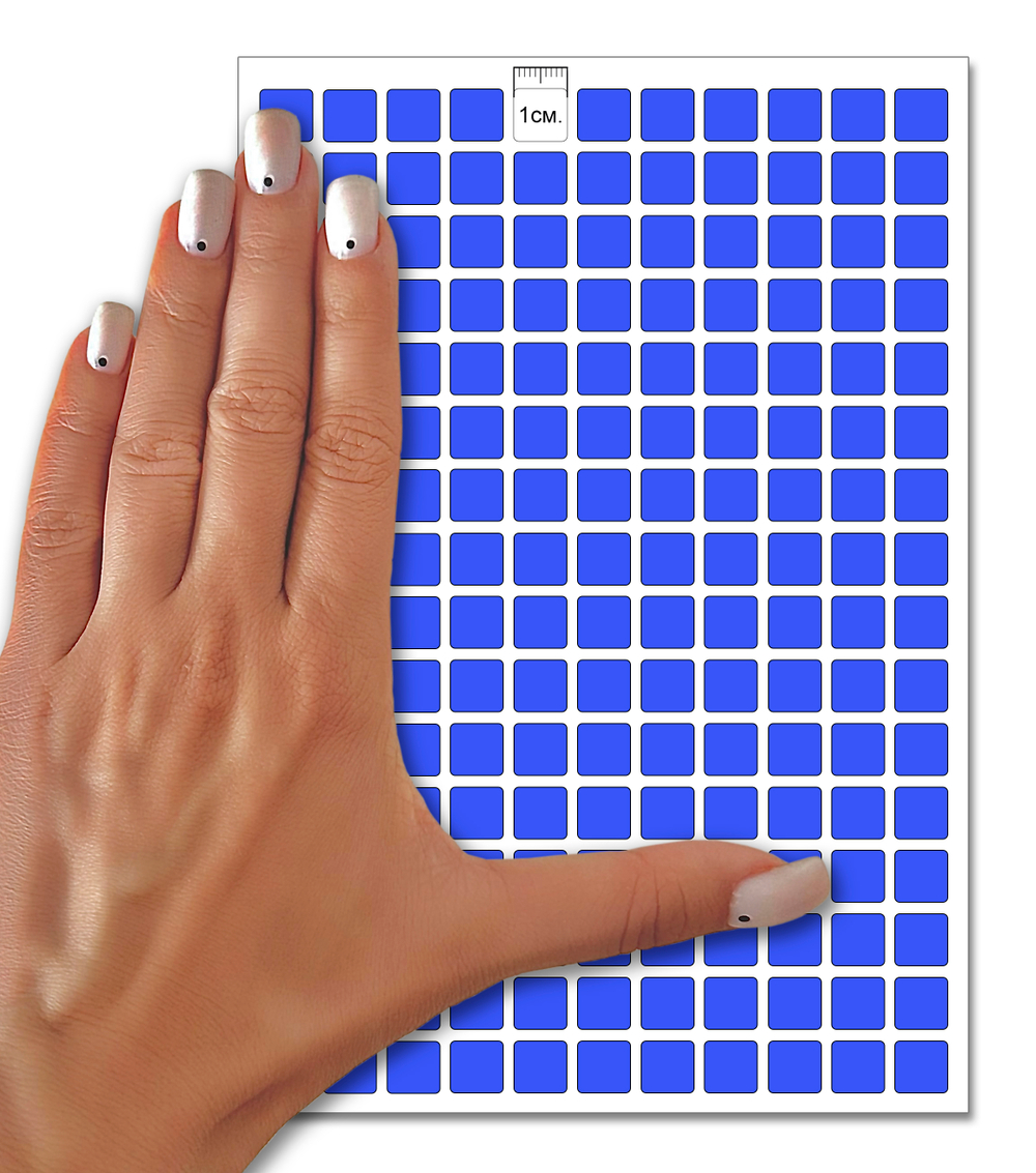 Светло-синие виниловые наклейки для маркировки Policomprint М14, 10х10 мм. 352 шт., 10х10 мм. 352 шт.