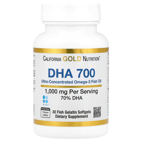California Gold Nutrition, DHA 700, рыбий жир, ультраконцентрированный, 1000 мг, 30 капсул из рыбьего желатина