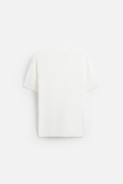 ZARA ФУТБОЛКА СВОБОДНОГО КРОЯ, ЖЕЛТОВАТО-БЕЛЫЙ