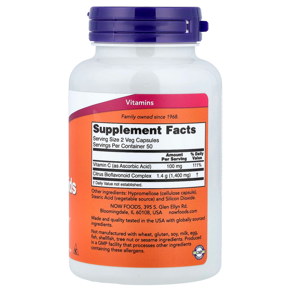 NOW Foods, Цитрусовые биофлавоноиды, 100 растительных капсул