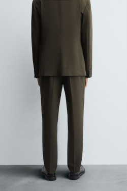 ZARA КОСТЮМНЫЕ БРЮКИ SLIM FIT, ХАКИ