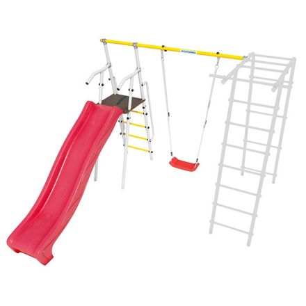 Дополнительный комплект с горкой 1200 мм к дачному комплексу ROMANA *только для высоты балки качелей 2050 мм.(желтый/серый) (пластиковые качели)