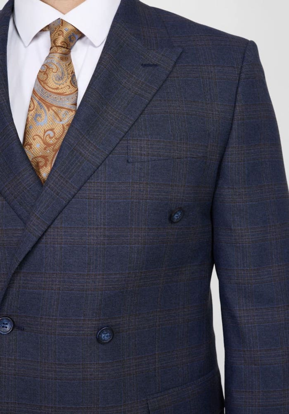 Мужской двубортный костюм (синий) В93