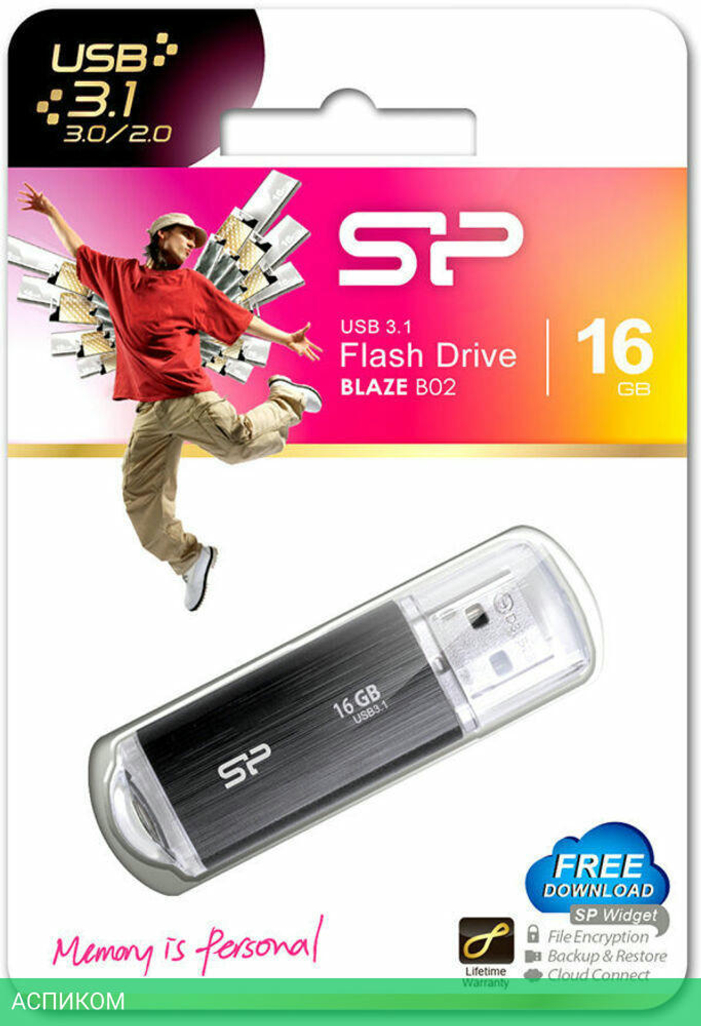 USB Flash-накопитель Silicon-Power Blaze B02 16Gb черный (SP016GBUF3B02V1K)
