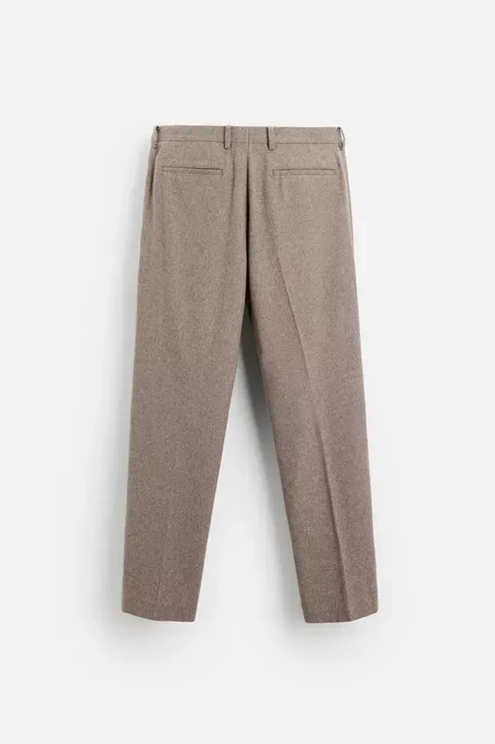 ZARA ШЕРСТЯНЫЕ БРЮКИ С РЕЛЬЕФНЫМ УЗОРОМ, СЕРО-КОРИЧНЕВЫЙ