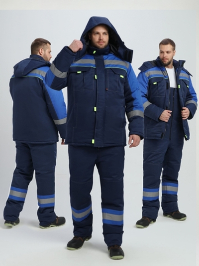 Костюм зимний Фаворит Ультра (тк.Смесовая,210) пк, т.синий/васильковый/лимонный