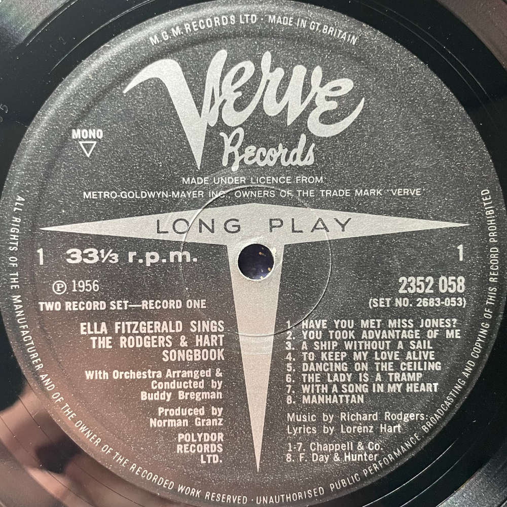 Ella Fitzgerald ‎– Sings The Rodgers & Hart Songbook 2LP (Англия 1975г.)