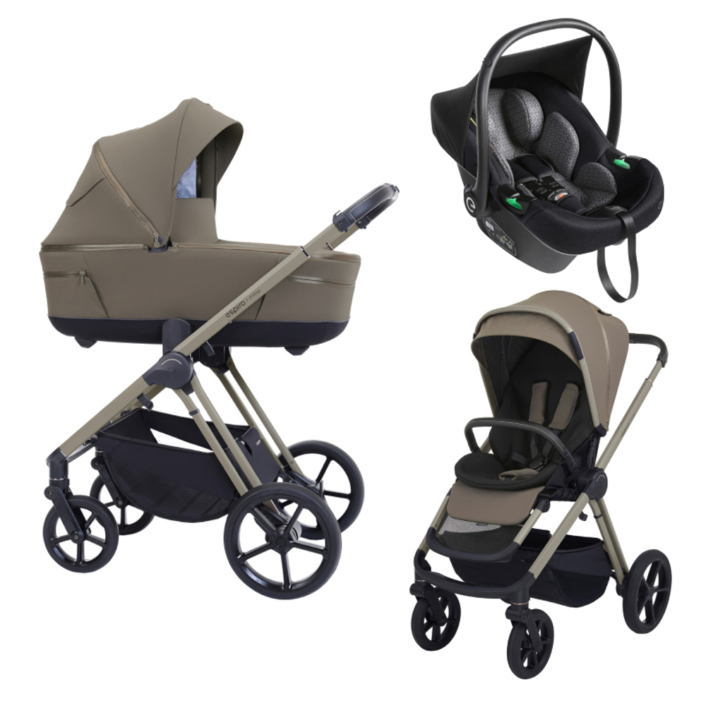 Детская коляска 3 в 1 Espiro Miloo 2025 и автокресло Pi Black 209 charming touch/Чёрный (Black 110)