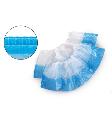 Бахилы Мега прочные бело-голубые с двойным дном (с 2-ой резинкой) в евроблоках (2000 шт.), 80 мкр