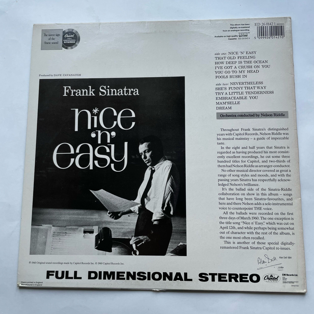 Винтажная виниловая пластинка LP Frank Sinatra Nice N Easy (Англия 1984)