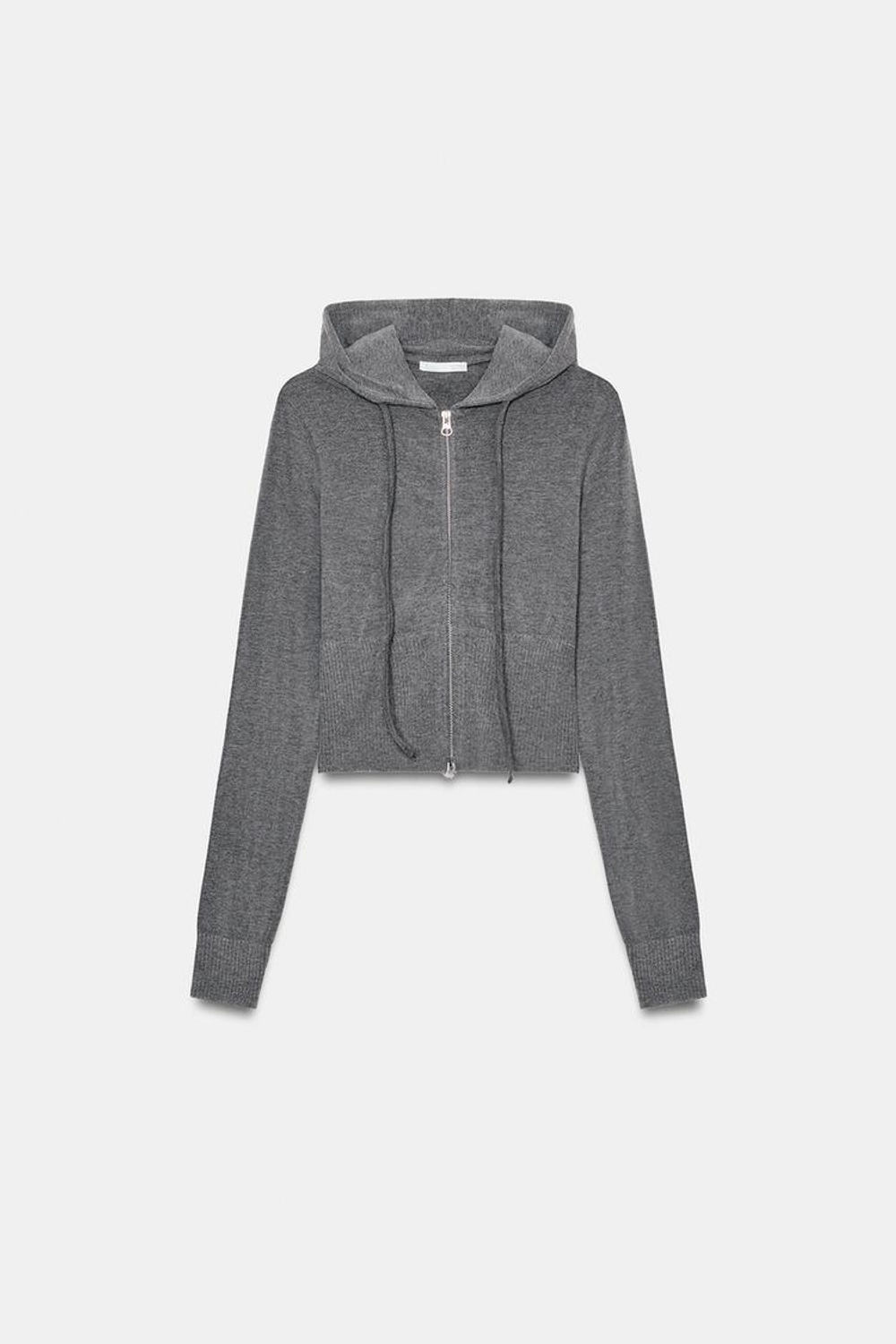 ZARA УКОРОЧЕННАЯ ТОЛСТОВКА, СЕРЫЙ МЕЛАНЖ