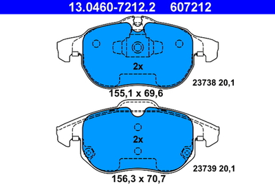 ATE - 13046072122-ATE - Brake Pad Set, disc brake
