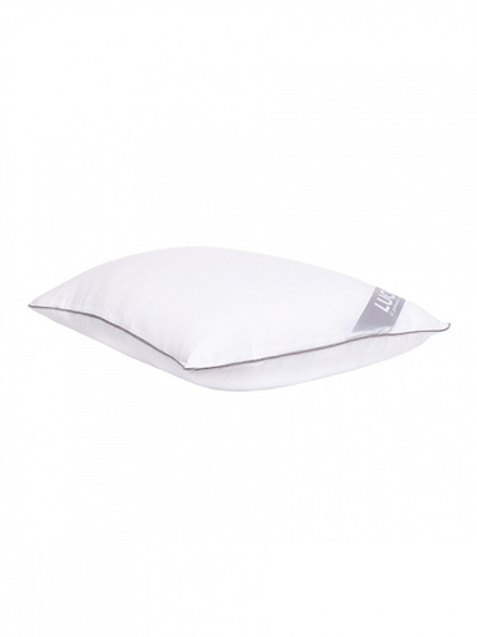 Подушка LUCKY 48x70 искусственный "Лебяжий пух", 100%пэ белый с серым кантом