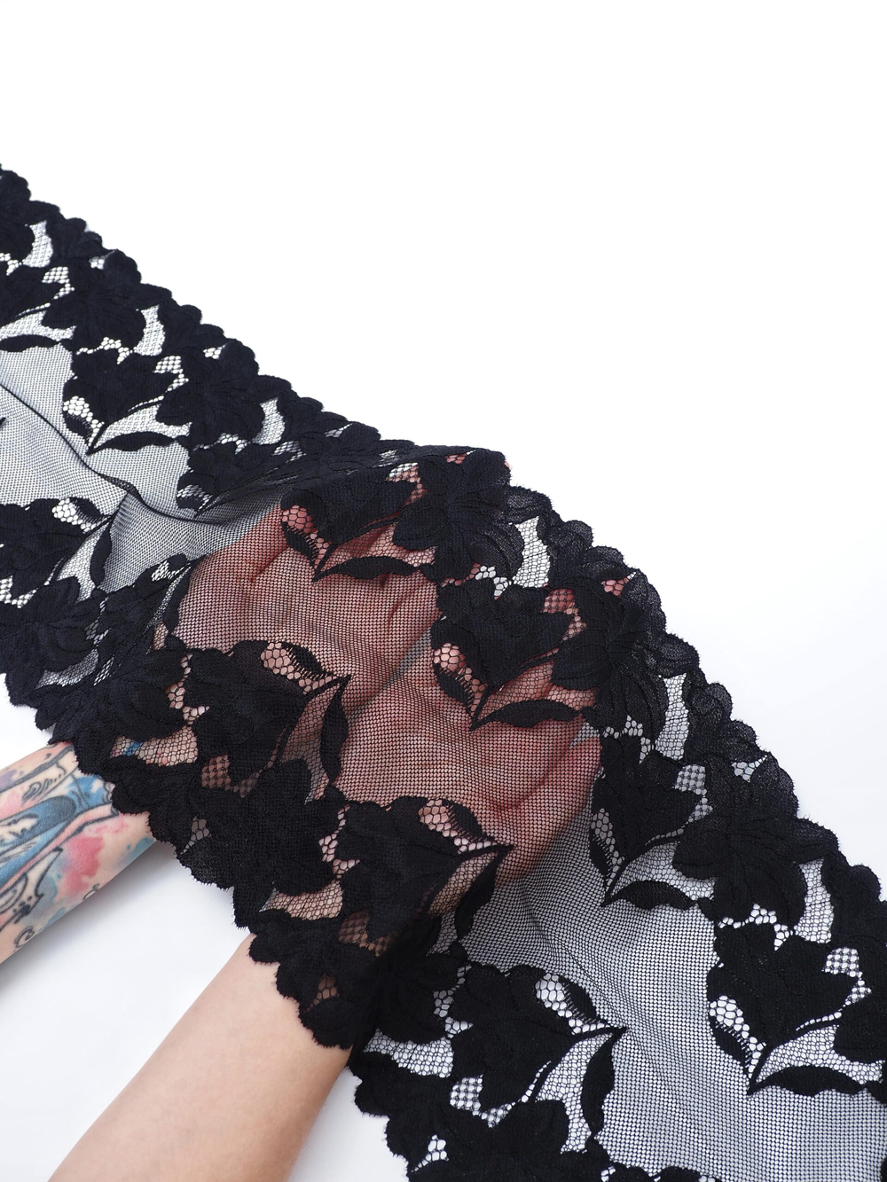 Эластичное кружево для белья черное ширина 22 см