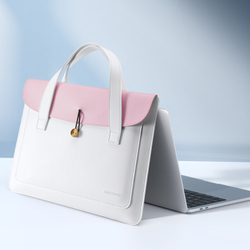 Ручная сумка из искусственной кожи белый с розовым цвет для ноутбука или планшета до 16 дюймов, серия AURA Series Handbag от Dux Ducis