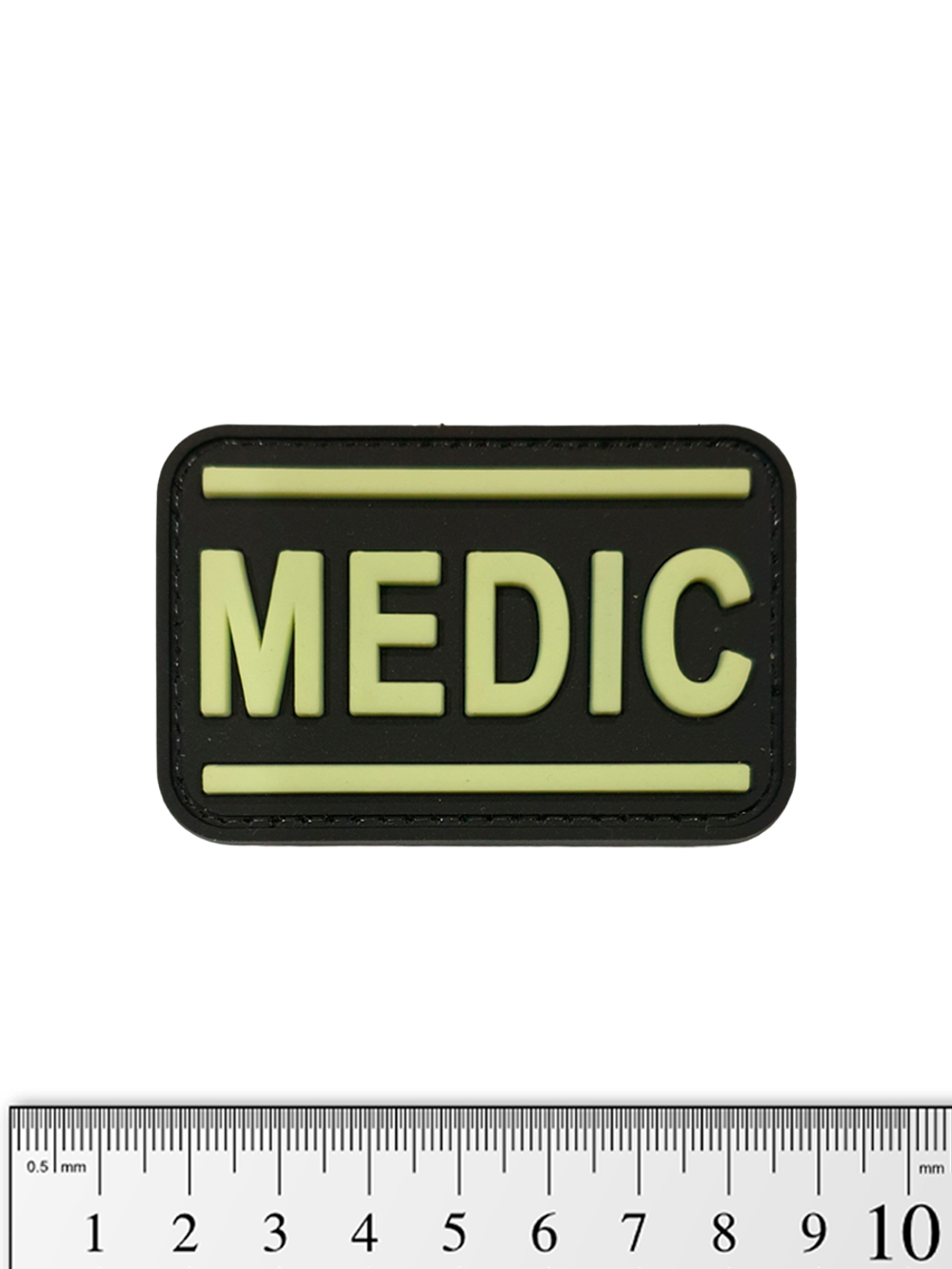 Шеврон Medic PVC 4х7,5 см. Светящийся чёрный