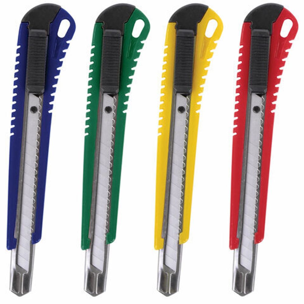 Нож канцелярский 9 мм STAFF "Profit", 1шт, усиленный, металлические направляющие, автофиксатор, ассорти, 237082