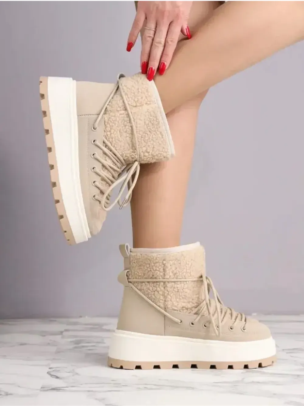 Зимние угги натуральный мех на платформе