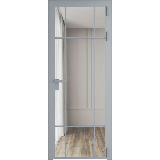 Алюминиевая дверь 8AG серебро остеклённая