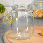 Банка стеклянная 1000мл с крышкой, с замком-зажимом